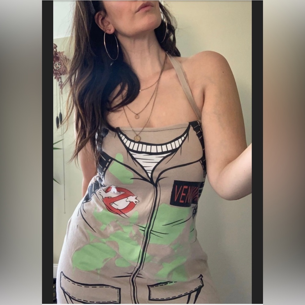 Ghostbusters Pinup Dress Halloween Graphic Tee Halter Costume Ghost Medium Movie - Picture 7 of 11